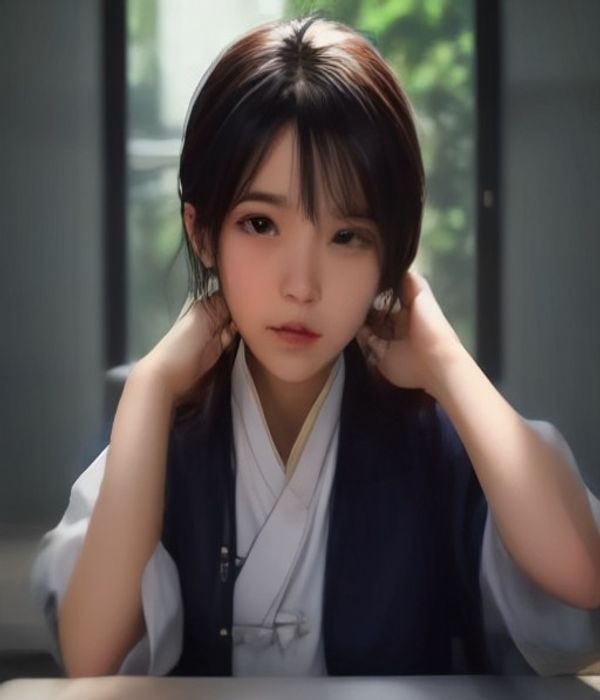 专业内容编辑在宽屏显示器前对美女比基尼被操相关内容进行分类整理，书架背景显示大量参考资料，办公室光线温暖专注