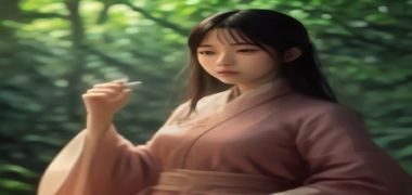夕阳余晖下大胸美女身着红色比基尼仰望天空，剪影轮廓饱满、光线金黄、海天一色的壮阔背景